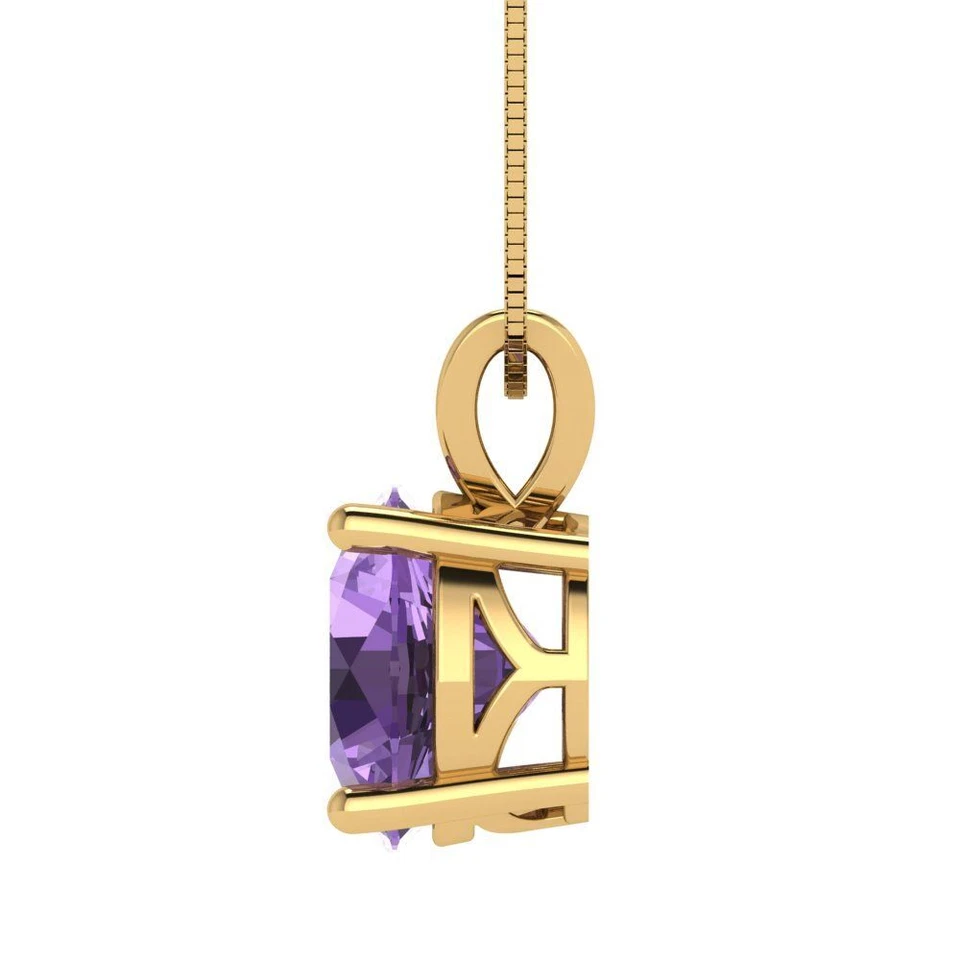 3 cttw Silver Pendant and 18" Necklace Yellow Gold Plated Simulated Alexandrite - Image 3 of 4