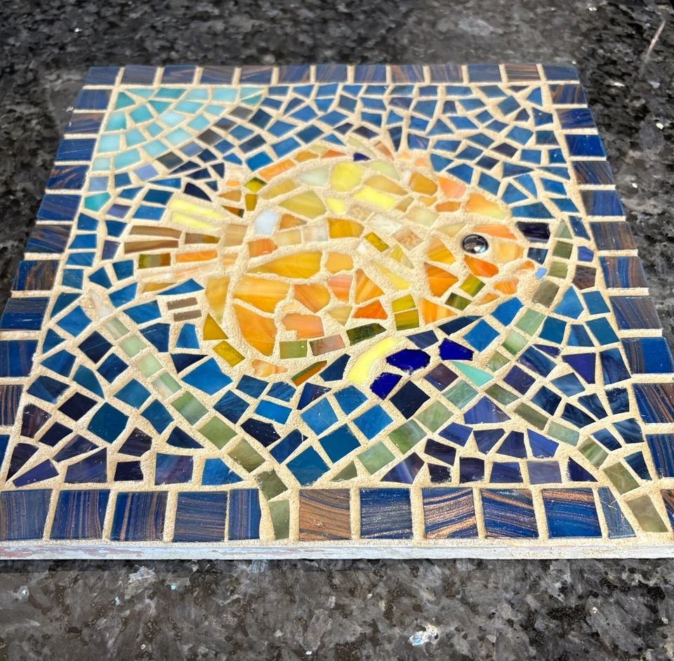 Mosaico azulejo peixe arte decoração de parede pedra degrau azulejo banheiro para piscina FEITO À MÃO - Imagem 2 de 3