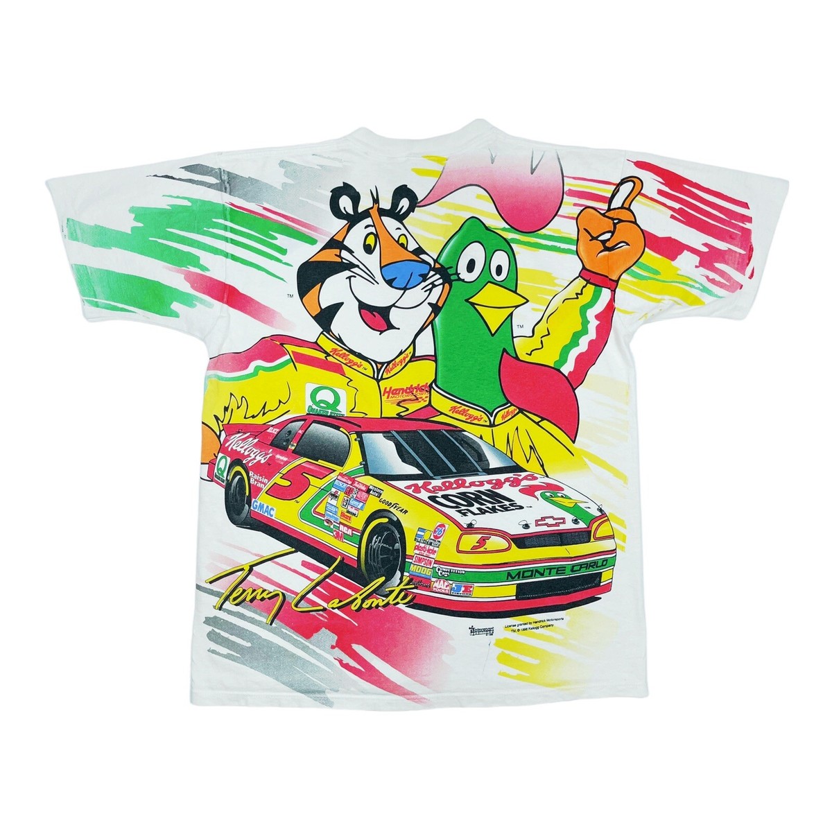 VTG RARE NASCAR TERRY LABONTE KELLOGGS RACING ALL OVER PRINT T