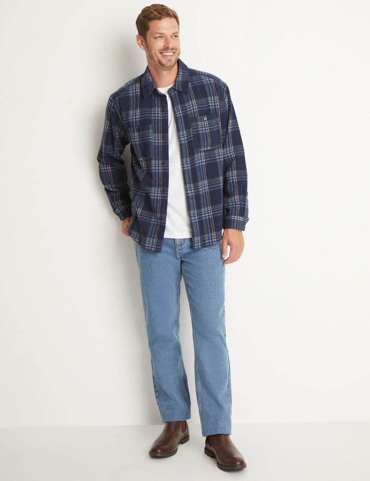 RIVERS Mens Tops Winter Blue Rivers Long Sleeve Brushed Twill