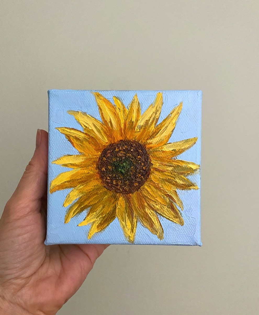 Original Sunflower Oil Painting Impasto Yellow Flowers