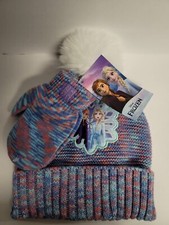 Disney Frozen Toddler Girls Hat  Mitten Set Size 2T-5T Purple Soft  Comfortabl