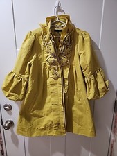 Anthropologie Ryu Chartrause Rosette Pleated Puff Coat Jacket Women's Size S New