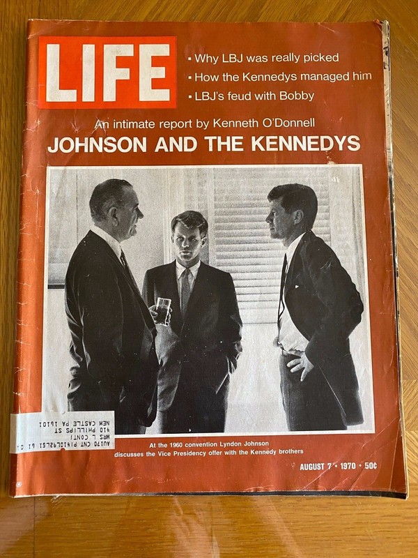Vintage Life Magazine August 7, 1970 Kennedy's And Johnson On Cover