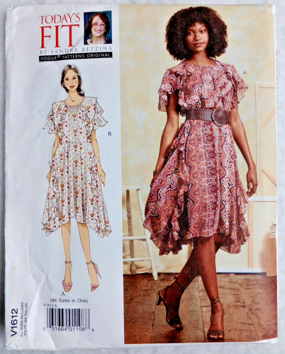 Abito donna Vogue Today's Fit Sandra Betzina con motivo cucito a balza V1612 tutte le taglie - Foto 4 di 6