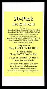 20-pk UX-3CR Fax Refill Rolls for Sharp UX-330L UX-335L UX-340 UX-340L UX-340LM