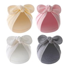 4PCS Newborn Baby Bow Knot Turban Hat Infant Toddler Hospital Hat Cotton Head...