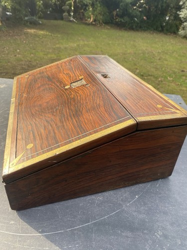 Handsome Antique Writing Slope With Rosewood Veneers - Picture 16 of 24