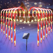12-24 Pack Solar Christmas Candy Cane Pathway Lights Garden Outdoor Lamp Decor