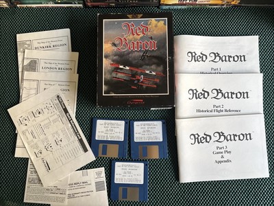1990 Red Baron PC Game by Dynamix Large Big Retail Box - IBM - 3.5'' W/ Booklets