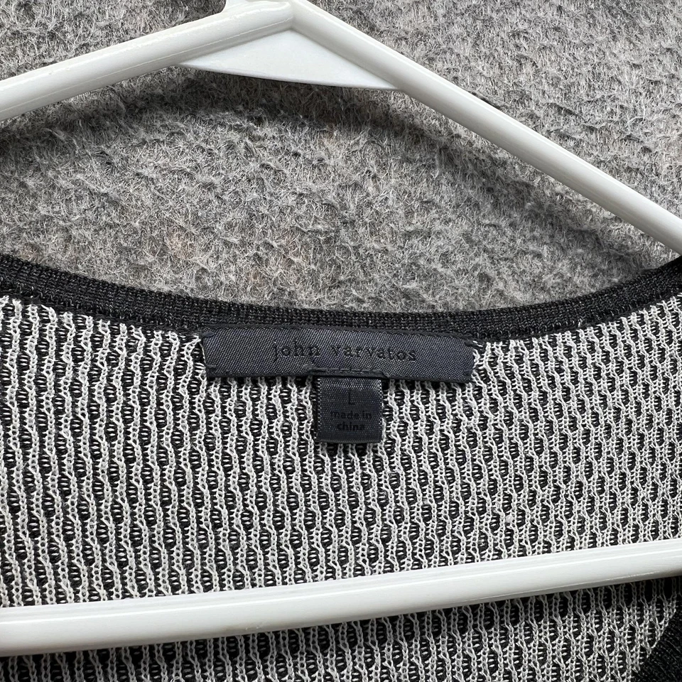 Рубашка мужская John Varvatos большая серая черная Henley с длинным рукавом текстурированная гладкая - Изображение 3 из 4