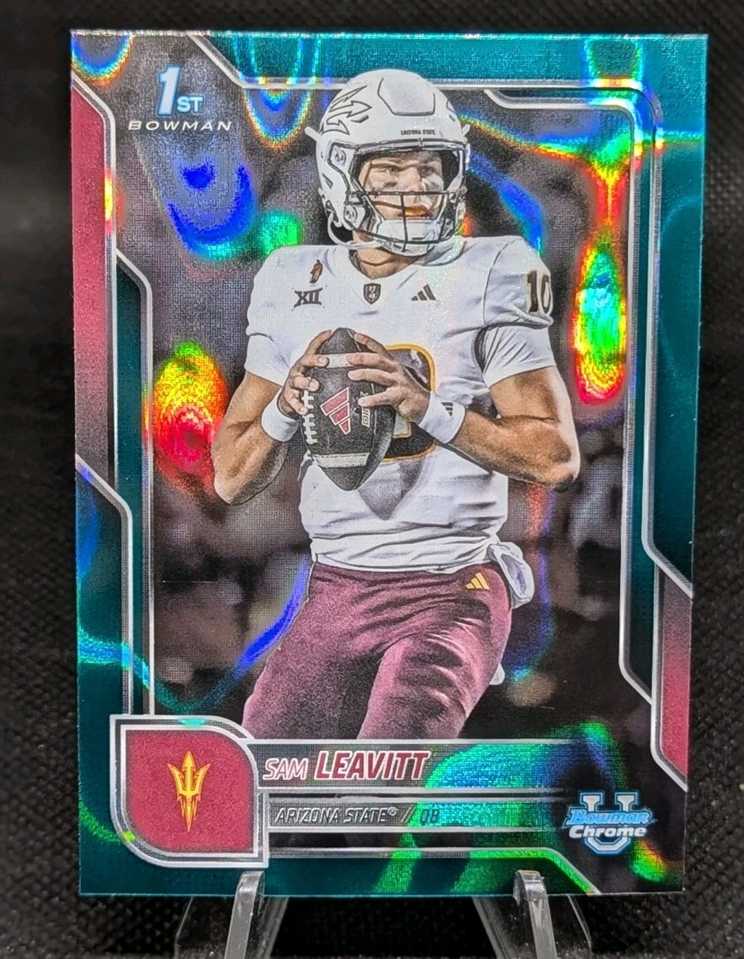 2025 Bowman Chrome U Sam Leavitt 1st Bowman Teal Lava Refractor #195 Sun Devils