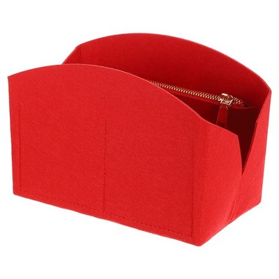 Portable Felt Organizer Bags with Metal Zipper for Tote Bag 8'' x 4'' x 5.5'' Red