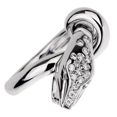 Boucheron Kaa Diamond Snake 18k White Gold Cocktail Ring Sz 5