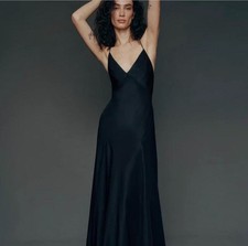 reformation silk black maxi dress xs