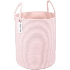 Cotton Rope Laundry Basket Hamper for Girls Nursery Hamper Bin Woven