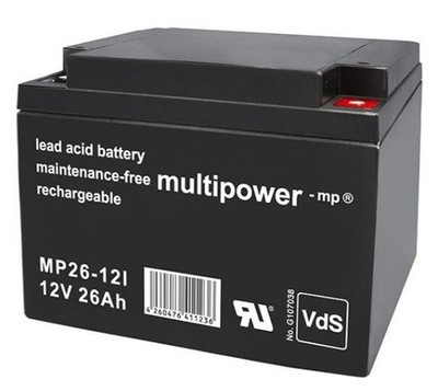1 x Multipower Blei Akku MP26-12 PB / 12 V / 26 Ah | Powerfit S312/26F5