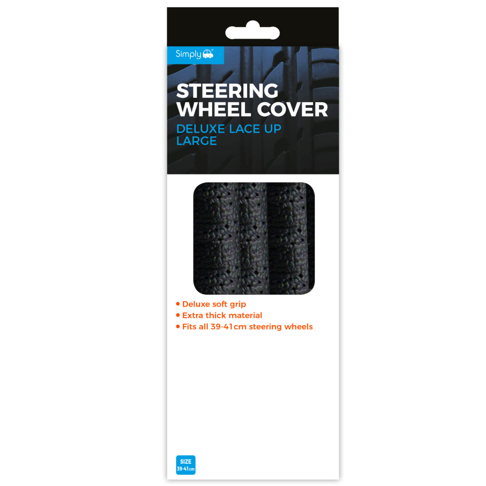 Deluxe Lace Up Steering Wheel Cover Car Van Leather Look Soft Large 39-41cm