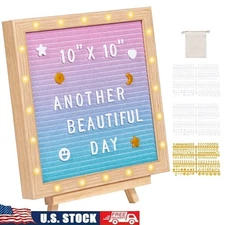 Felt Letter Board W/ 510 Letter Tiles Warm LED Light Home Office Decor New