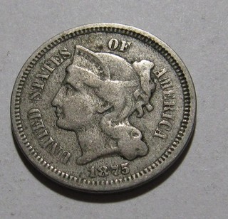 1875 Three Cent Nickel Fine Condition 128SA