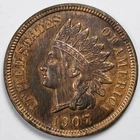 1907 Indian Head Penny Cent About Uncirculated (AU) (Details)