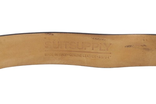 SUITSUPPLY Men Belt 85 CM Brown Suede Genuine Leather Silver Tone Buckle Casual - Picture 6 of 10