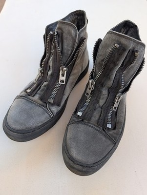 AllSaints Equip Dual Zip Hi-Top Sneakers Gray Canvas Men's Size 43 US 10 Sony