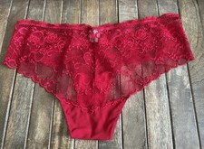 Vtg Jezebel L Sheer Red Coquette Lace Bikini Hiphugger Panties