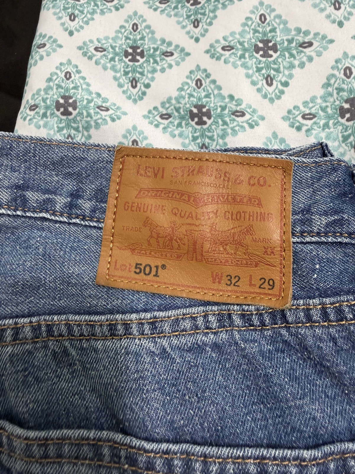 Pre Owned Levi's Premium 501 Men’s Selvedge Jeans (32 x 29) Hemp Blend Big E