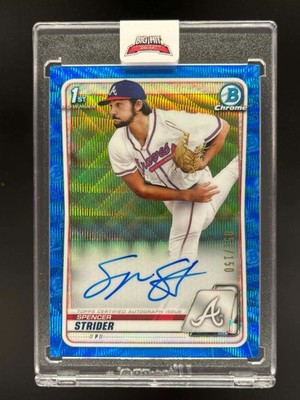 2020 BOWMAN CHROME DRAFT SPENCER STRIDER 1ST AUTO BLUE WAVE 051/150