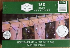 Holiday Time 150 Blue LED Net Christmas Lights with Green Wire, 24 Sq. Ft NIB