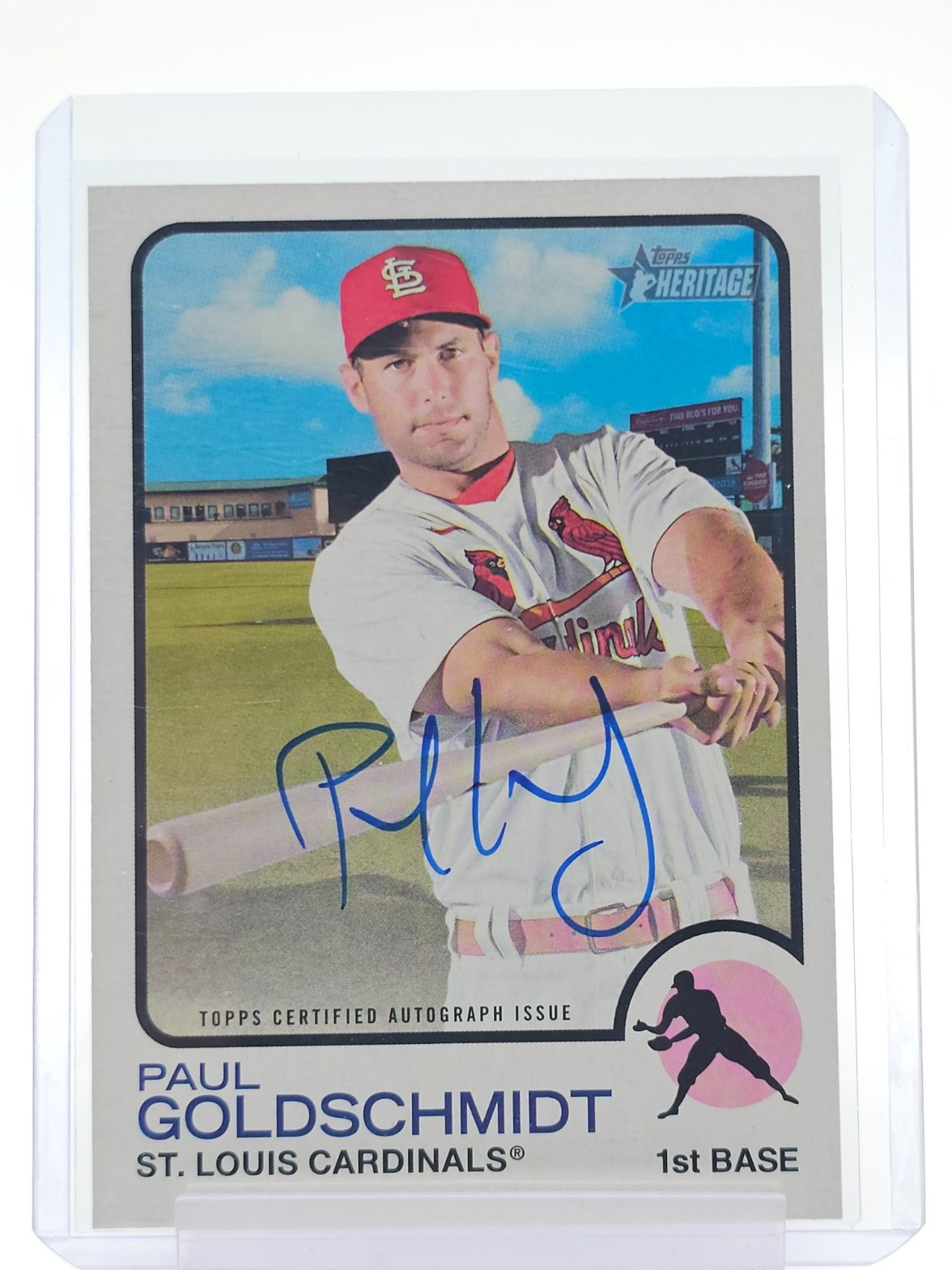 PAUL GOLDSCHMIDT 2022 TOPPS HERITAGE REAL ONE AUTO #ROA-PG CARDINALS Q3403