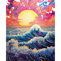 Malen Nach Zahlen DIY Basteln Acrylfarben Meer Wellen 40 X 50 Cm