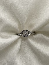 Sterling Silver Ring US Size 6 Heart Shape Clear Stone