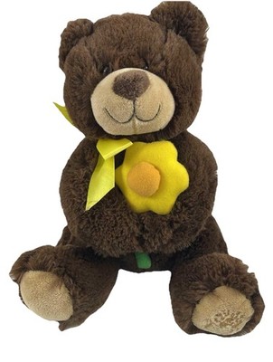 Christmas Bear Plush Yellow Bow Brown Stuffed Animal Edible Arrangement Gift Set