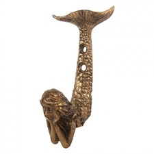 Haken Kleiderhaken Nixe Meerjungfrau gold Wandhaken Landhaus Vintage Shabby