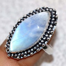 Rainbow Moonstone 925 Silver Plated Ring US 9.5 New Arrival New Year Vibes MJ