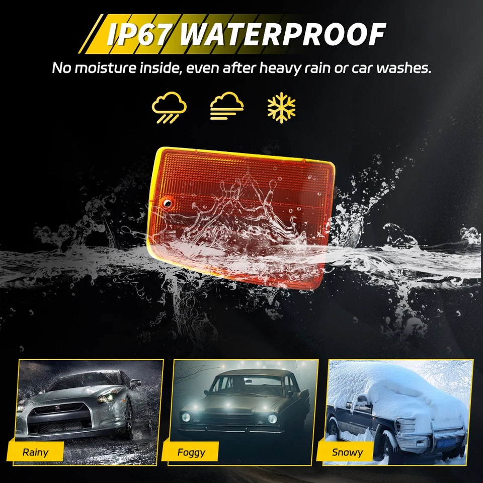 Luces de señalización laterales de esquina delantera con lente ámbar 2 piezas para Chevrolet Caprice 1987-1990 Foto 3 de 4