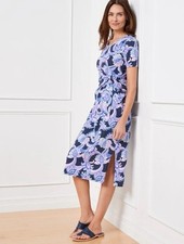 NWT Talbots Nantucket Slub Side Tie Midi Dress XL Charming Floral
