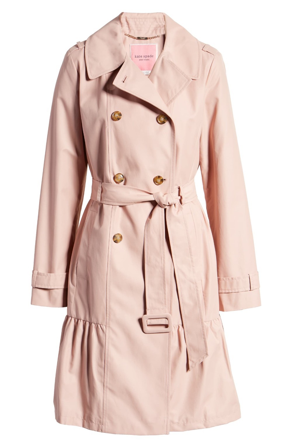 NWT Kate Spade Mid Length   Trench Coat Flounced Hem Size Small