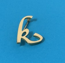 Vintage Script Letter k Initial Brooch Pin Gold Tone Monogram Jewelry For Jacket