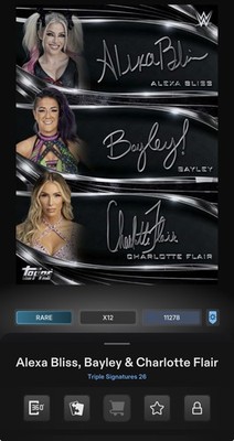(DIGITAL) Topps WWE Slam 26 TRIPLE SIGNATURE Silver BLISS BAYLEY CHARLOTTE