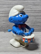 1982 Smurf Drummer Musicians Galoob Wind-Up Peyo Smurfs Drum Does Not Walk