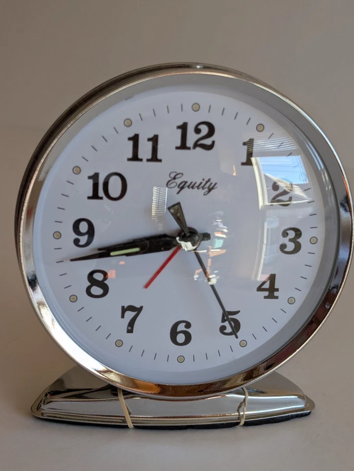 Equity Key Wound Alarm Clock With Loud Bell Silver 5.5" - Image 3 of 4