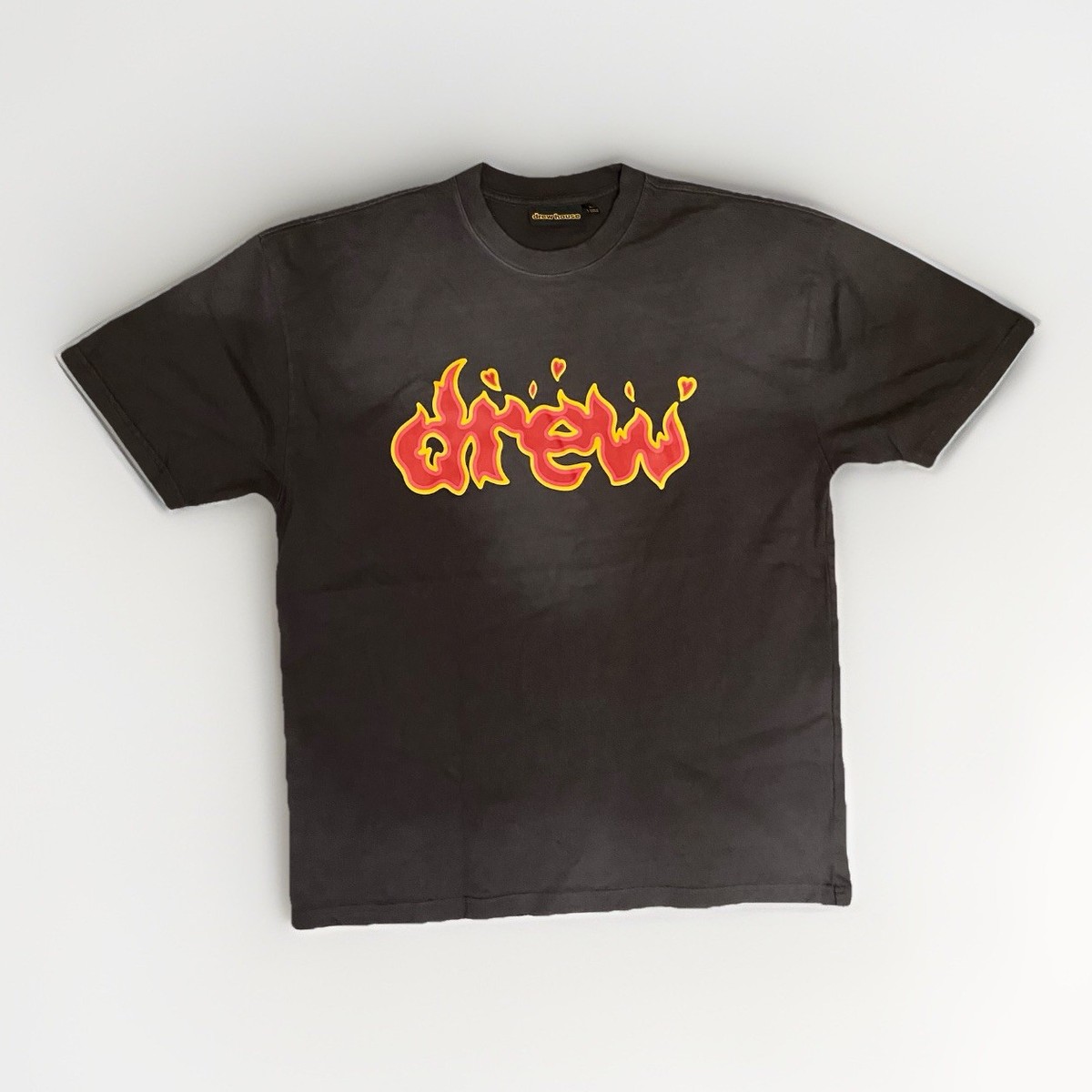 ジャスティンビーバープロデュースブランドdrew Tshirt Mサイズ Drew House SS Tee Black Pink Flame Logo Justin Bieber Mens XS