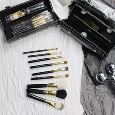 M.A.C Cosmetic Brush Set: 9 Brushes + Mirror & Case-Very Fast UK delivery
