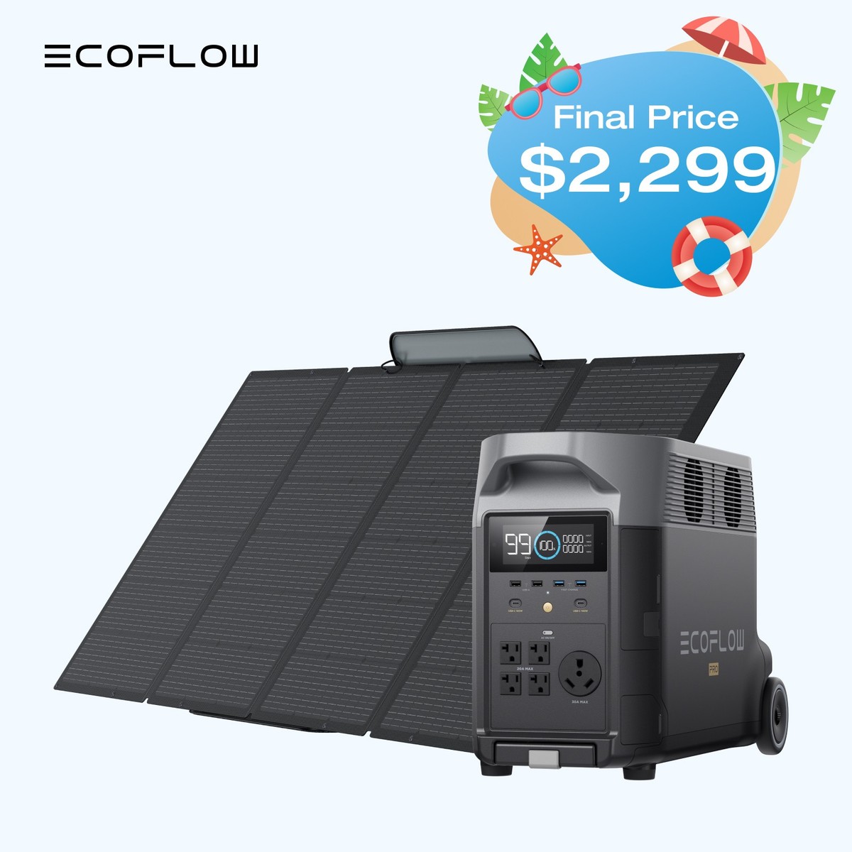EcoFlow DELTA Pro 3600Wh Portable Power Station+400W Solar Panel