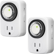 2 Pack Indoor 24-Hour Mechanical Outlet Timer Plug Indoor 2 or 3 Prong