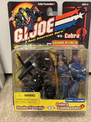 GI Joe vs. Cobra Snake Eyes vs Cobra Commander w/ Sound Attack Figure Set Comic