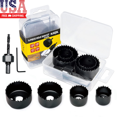 #ad 6PCS Hole Saw Kit 1 1 4quot; to 2 1 8quot; 32 54Mm Hole Saw Set in Case with Mandrels a $13.79